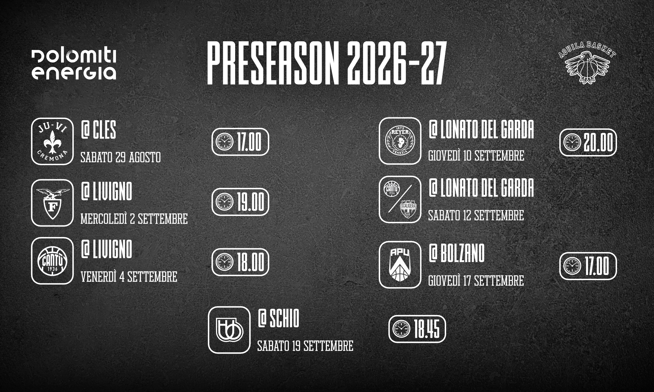 Announcements 2026 - preseason